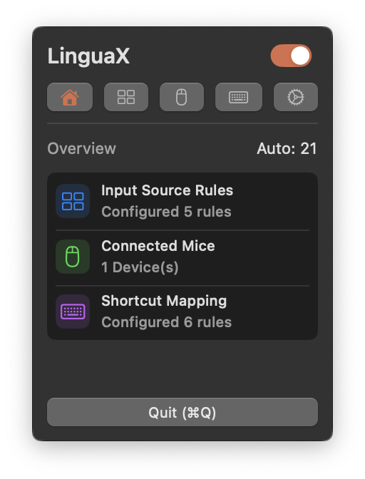 LinguaX 总览面板